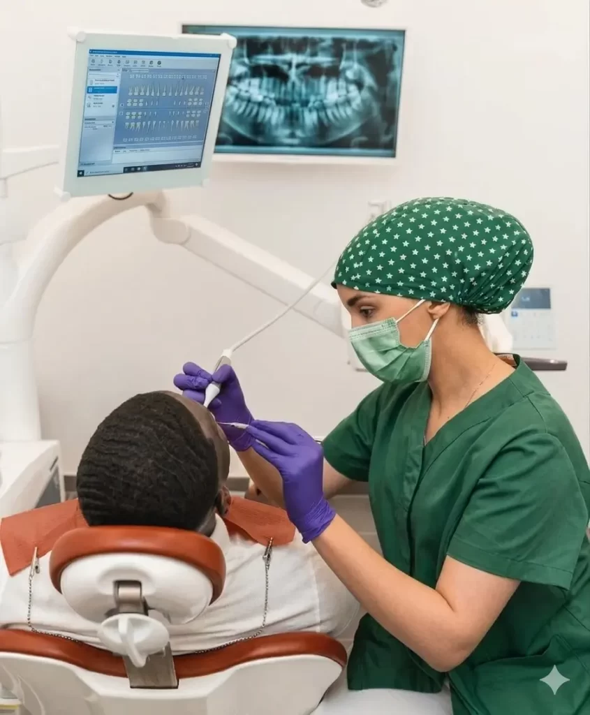 OPAL Dental Group dentist performing advanced dental examination and patient care in Paramount, California